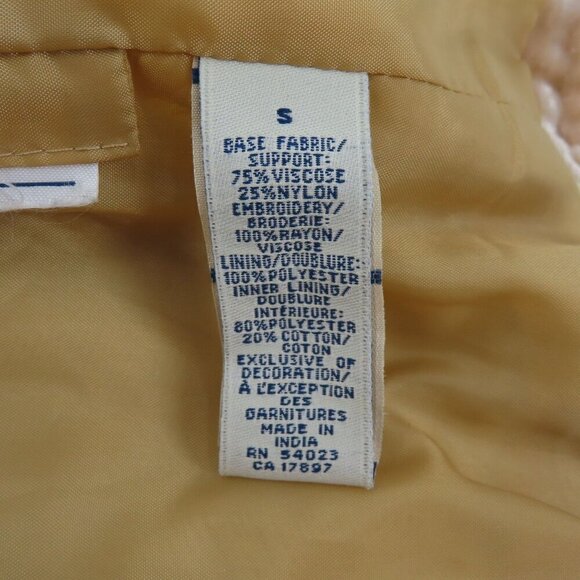 Old Navy Womens Small Beige Velvet Embroidered Flower Collared Jacket Coat Y2K - Picture 12 of 15